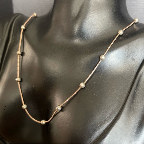 16 Sterling Silver Heavy Two Tone Rose Gold And Silver Tone Necklace 17 Inch